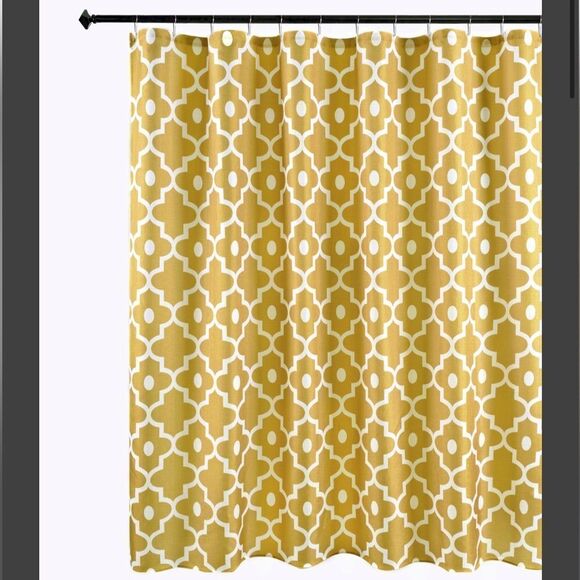 Biscaynebay Textured Fabric Shower Curtain 72" X 72", Gold Morocco Pearl Printed - Picture 1 of 1
